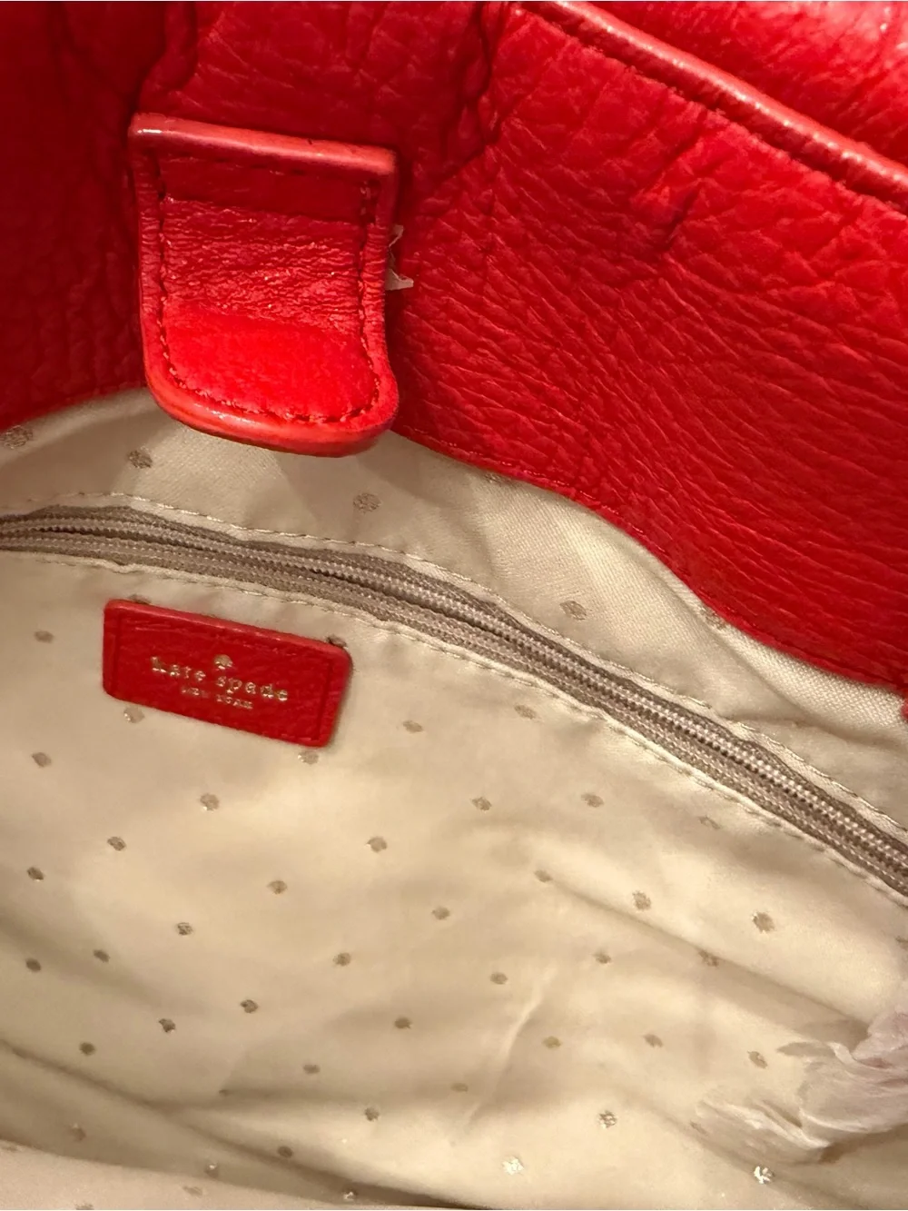 Kate Spade Quilted Red Tote Bag with Gold Chain Handles